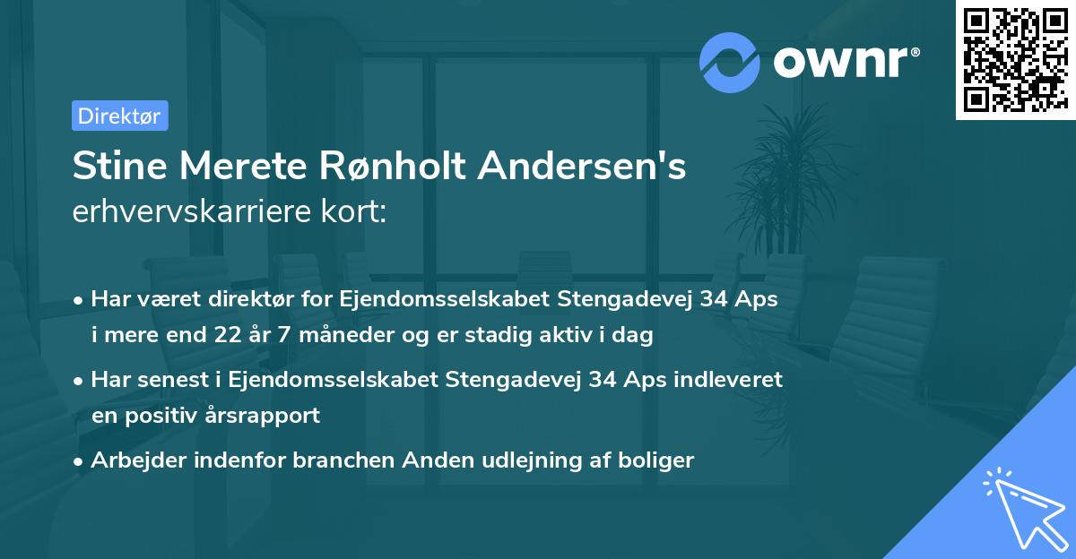 Stine Merete Rønholt Andersen's erhvervskarriere kort