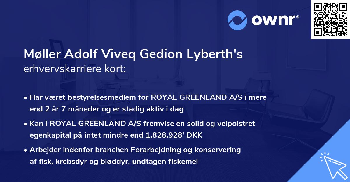 Møller Adolf Viveq Gedion Lyberth's erhvervskarriere kort