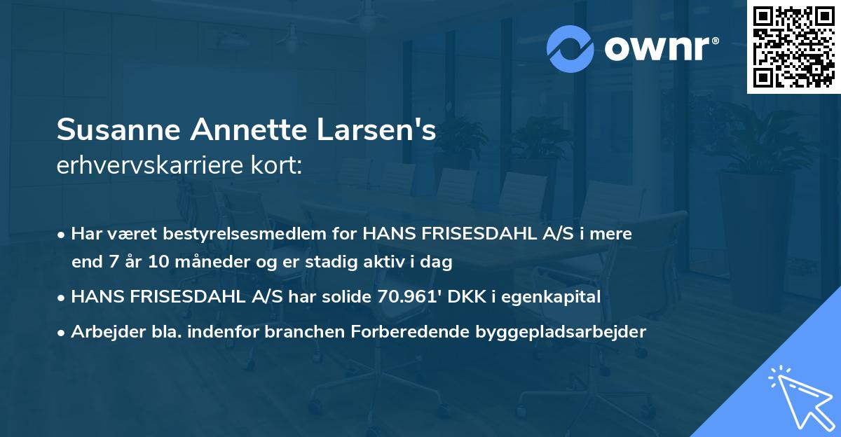 Susanne Annette Larsen's erhvervskarriere kort