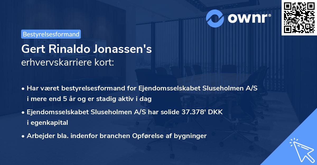 Gert Rinaldo Jonassen's erhvervskarriere kort