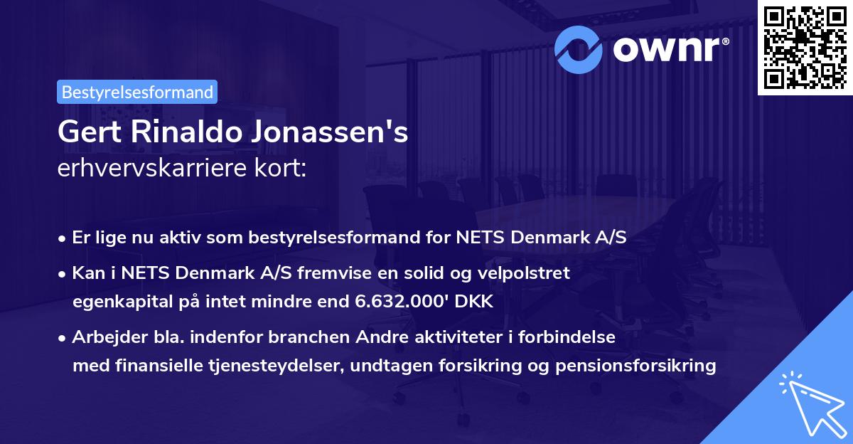 Gert Rinaldo Jonassen's erhvervskarriere kort