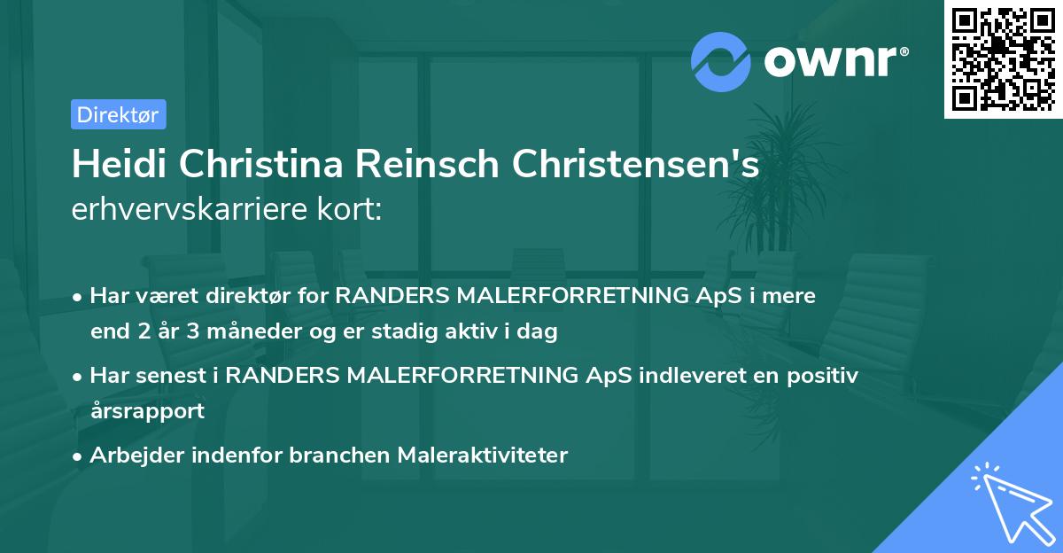 Heidi Christina Reinsch Christensen's erhvervskarriere kort