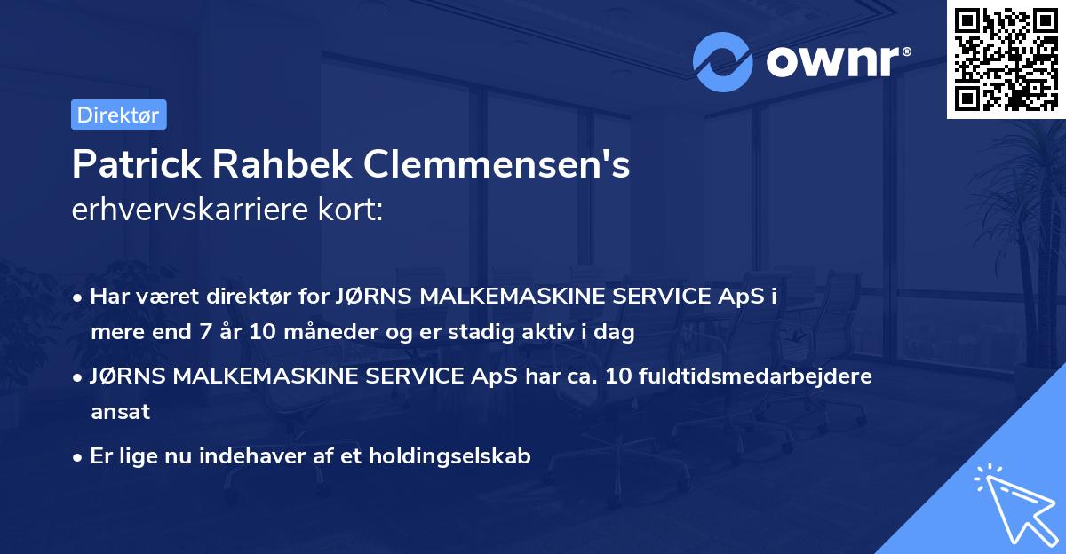 Patrick Rahbek Clemmensen's erhvervskarriere kort