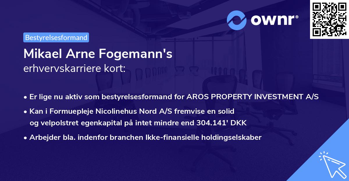 Mikael Arne Fogemann's erhvervskarriere kort