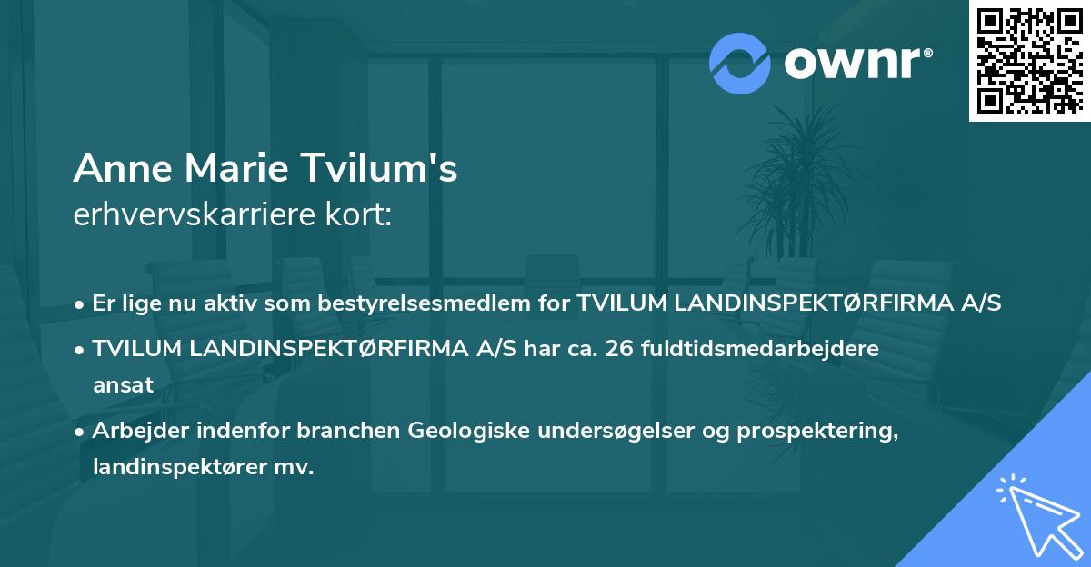 Anne Marie Tvilum's erhvervskarriere kort