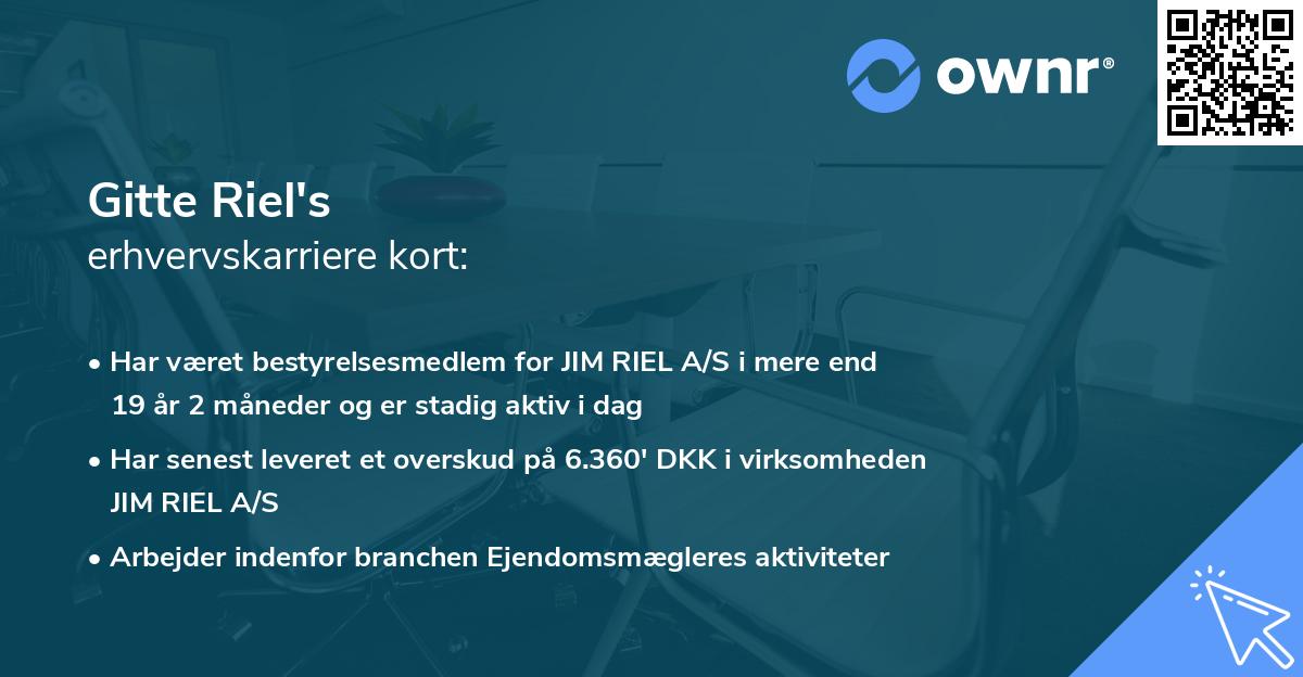 Gitte Riel's erhvervskarriere kort