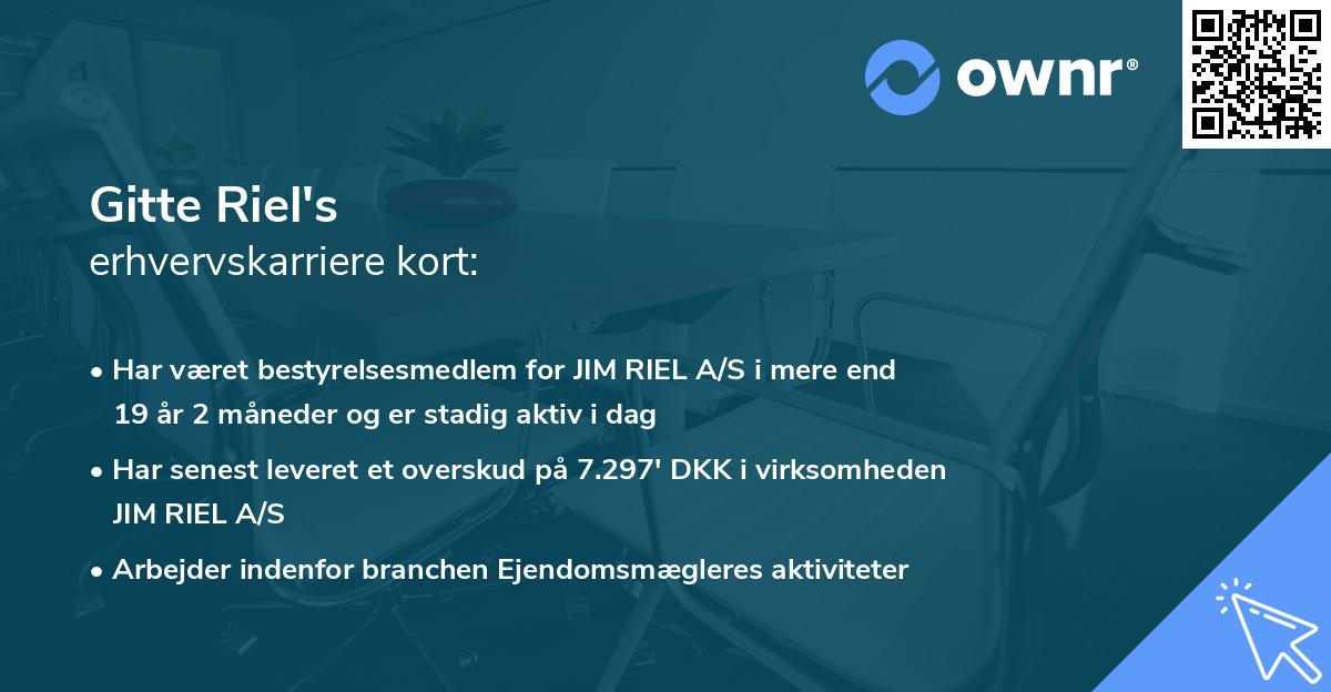 Gitte Riel's erhvervskarriere kort