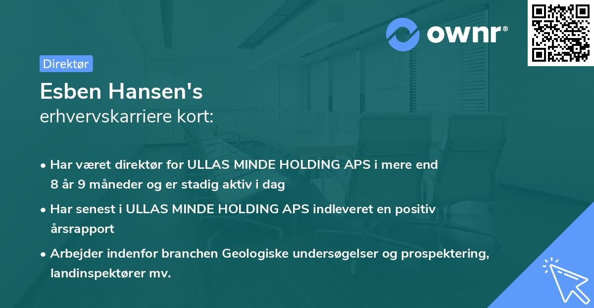 Esben Hansen's erhvervskarriere kort