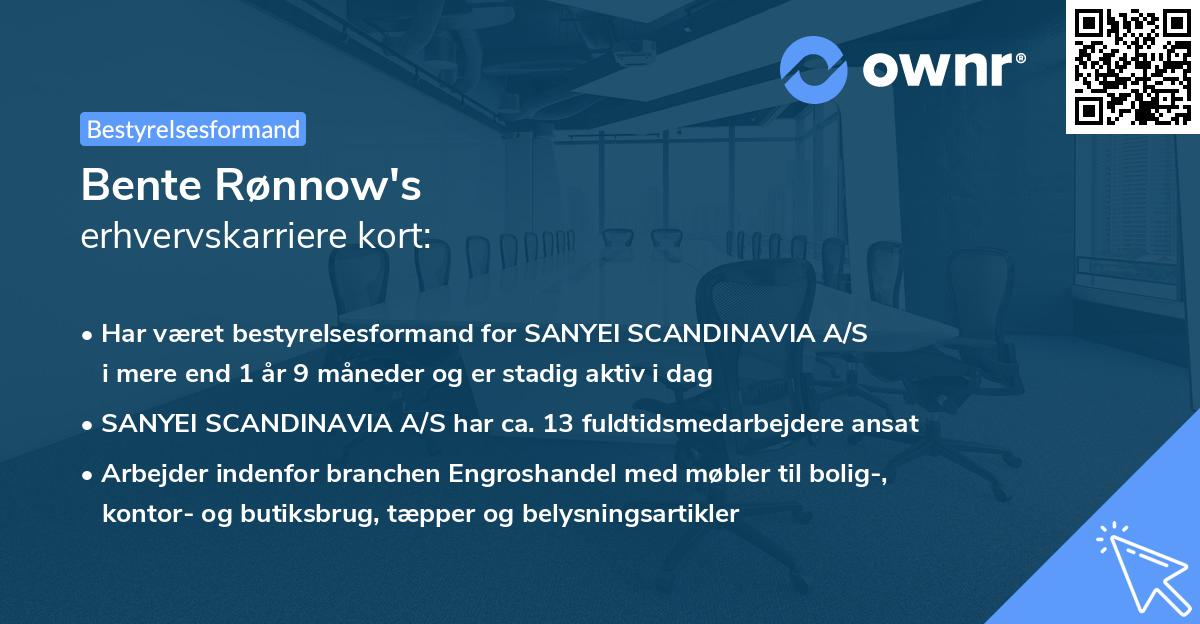 Bente Rønnow's erhvervskarriere kort