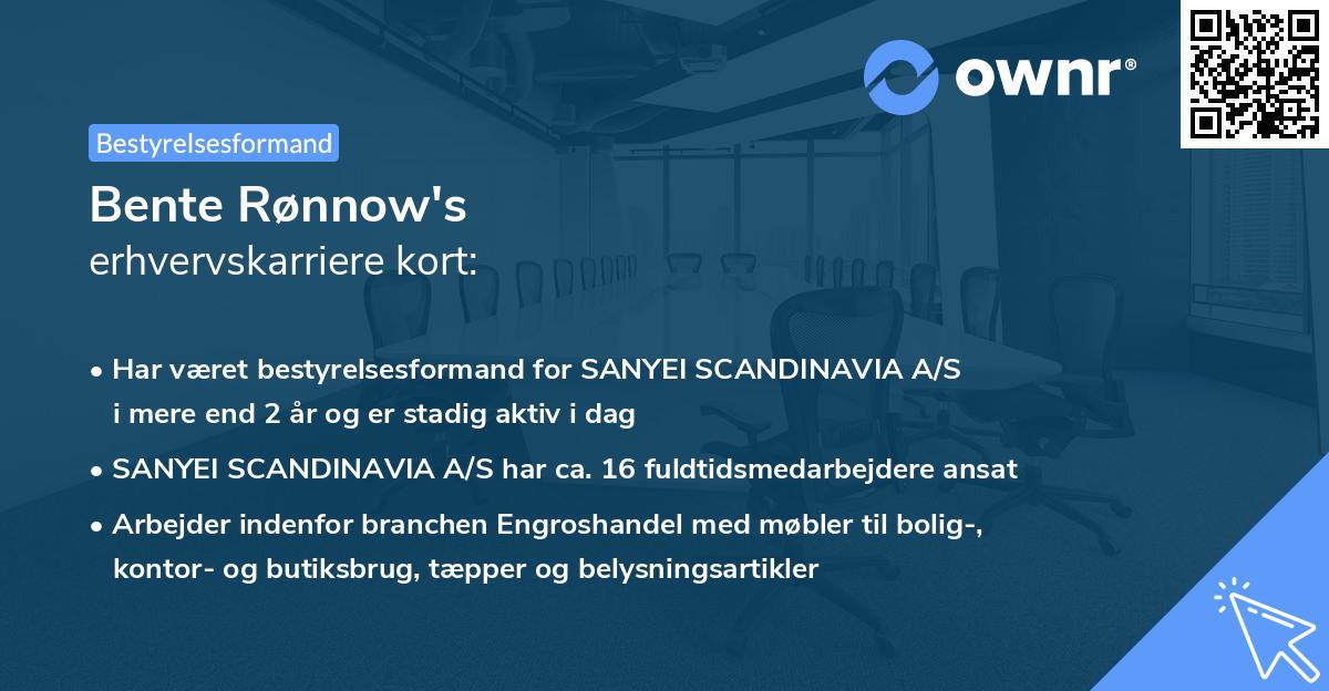 Bente Rønnow's erhvervskarriere kort