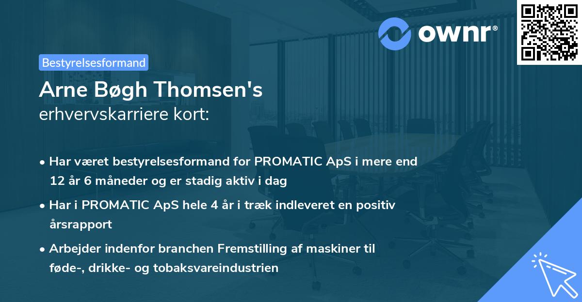 Arne Bøgh Thomsen's erhvervskarriere kort