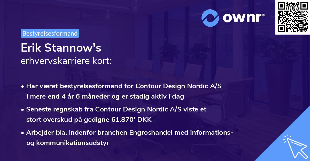 Erik Stannow's erhvervskarriere kort