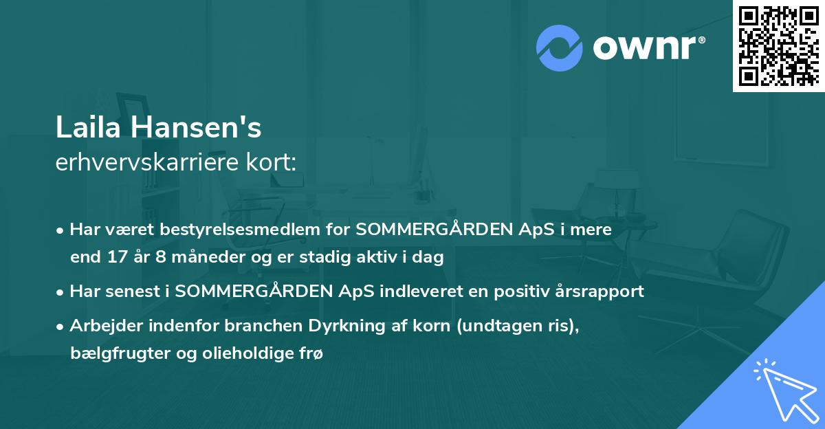 Laila Hansen's erhvervskarriere kort