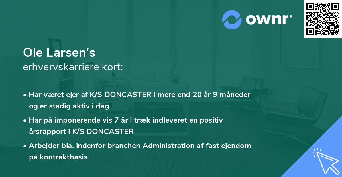 Ole Larsen's erhvervskarriere kort