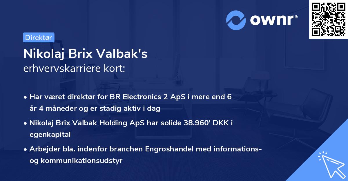 Nikolaj Brix Valbak's erhvervskarriere kort