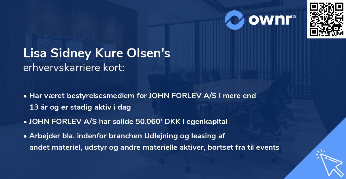 Lisa Sidney Kure Olsen's erhvervskarriere kort