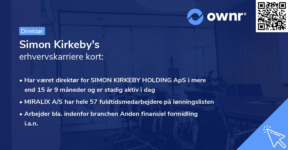 Simon Kirkeby's erhvervskarriere kort