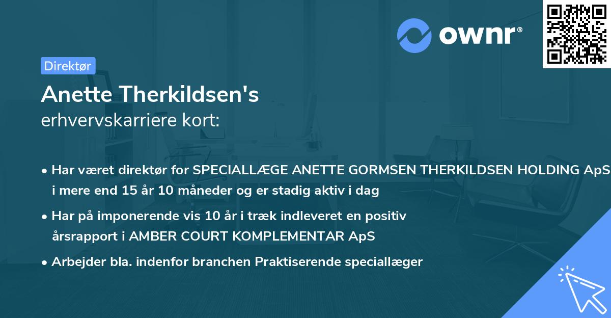 Anette Therkildsen's erhvervskarriere kort