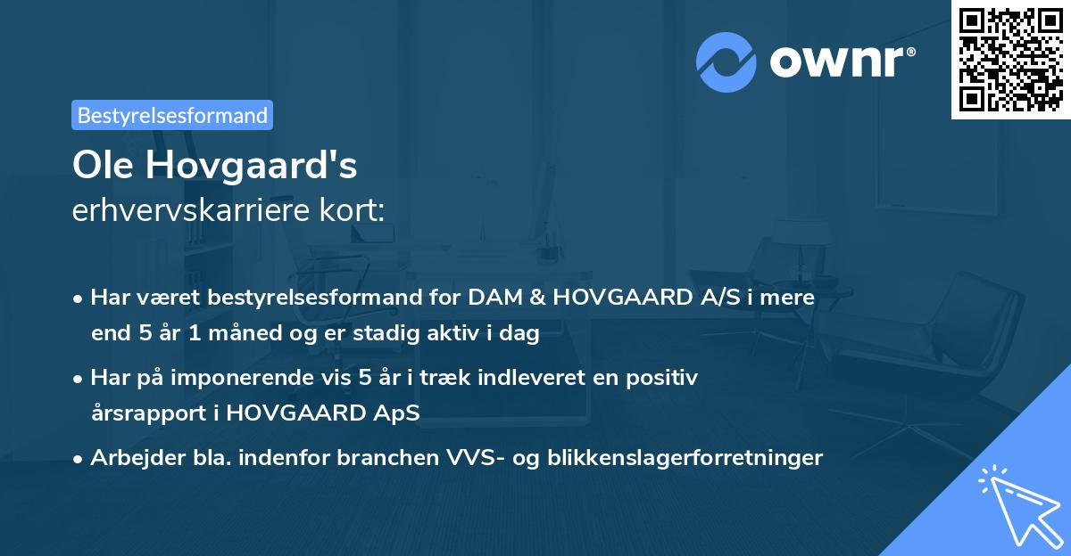 Ole Hovgaard's erhvervskarriere kort