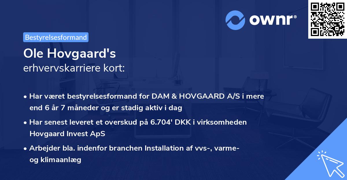 Ole Hovgaard's erhvervskarriere kort