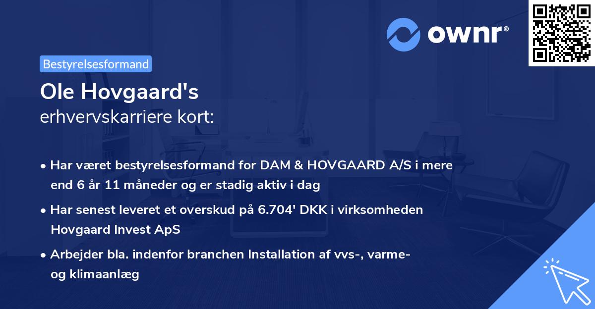 Ole Hovgaard's erhvervskarriere kort