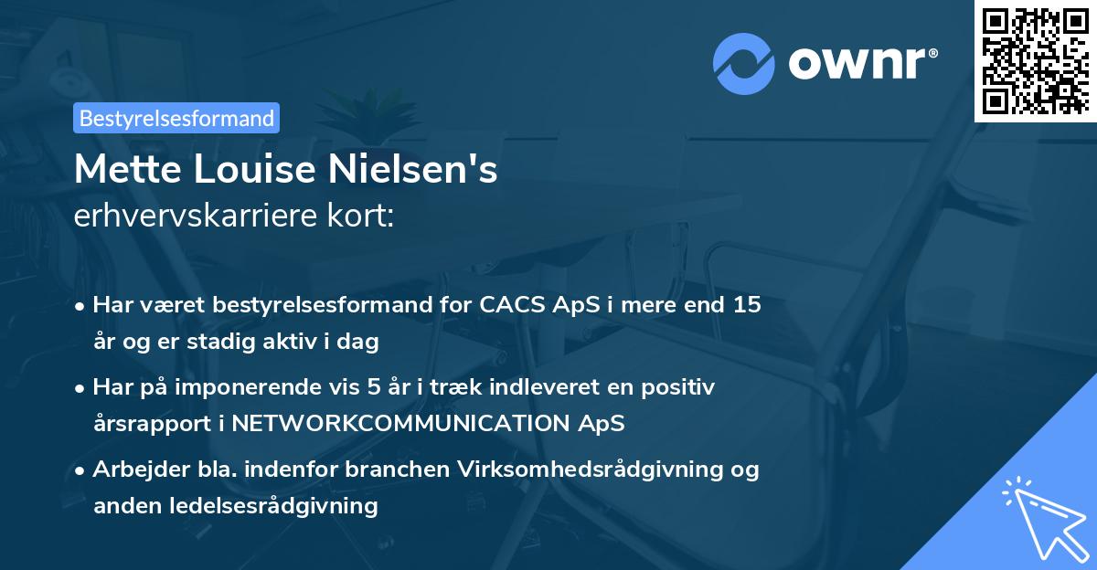 Mette Louise Nielsen's erhvervskarriere kort