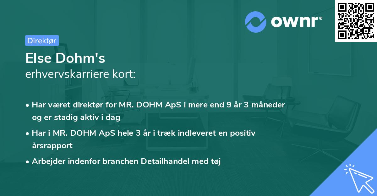 Else Dohm's erhvervskarriere kort
