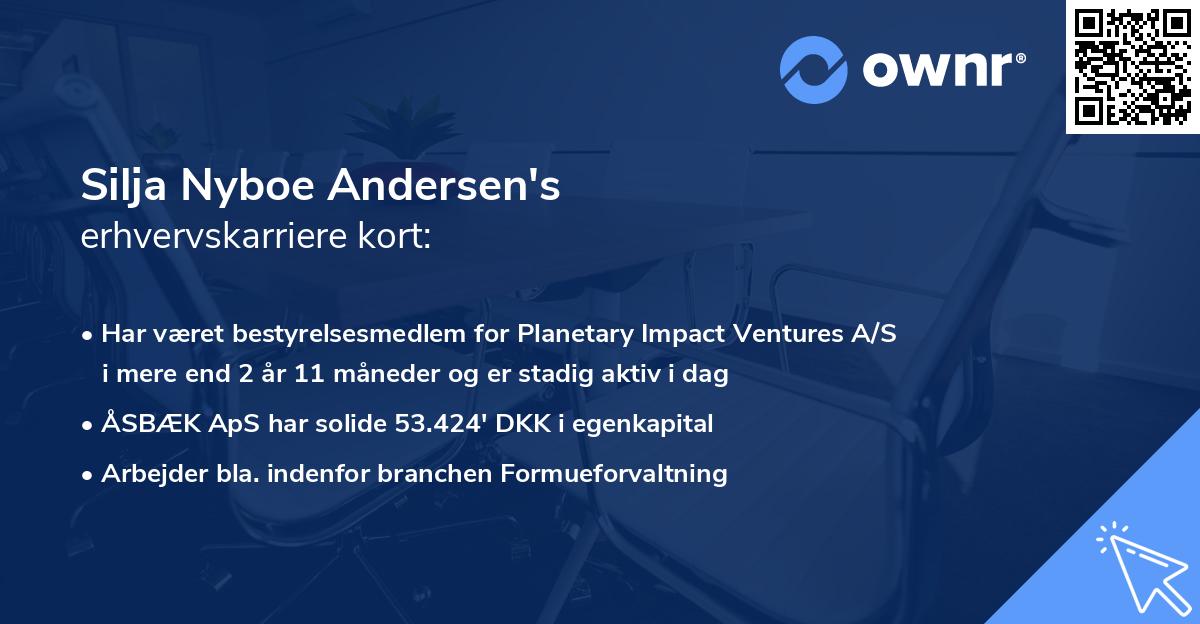 Silja Nyboe Andersen's erhvervskarriere kort