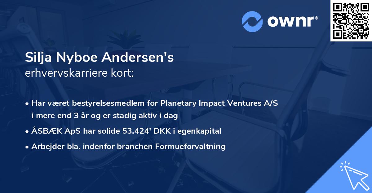 Silja Nyboe Andersen's erhvervskarriere kort