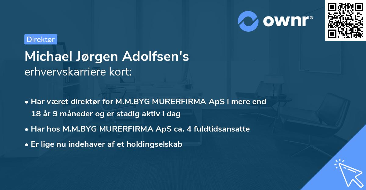 Michael Jørgen Adolfsen's erhvervskarriere kort