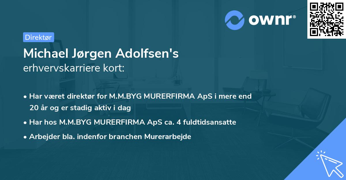 Michael Jørgen Adolfsen's erhvervskarriere kort