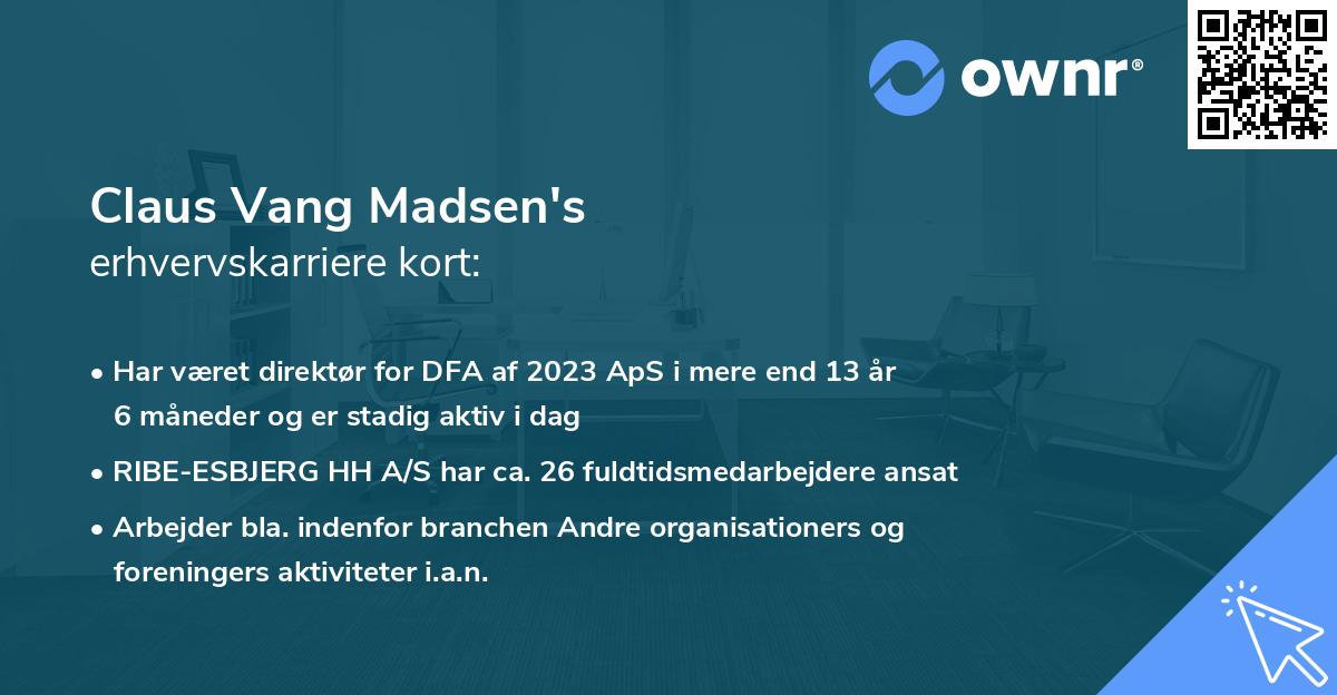 Claus Vang Madsen's erhvervskarriere kort