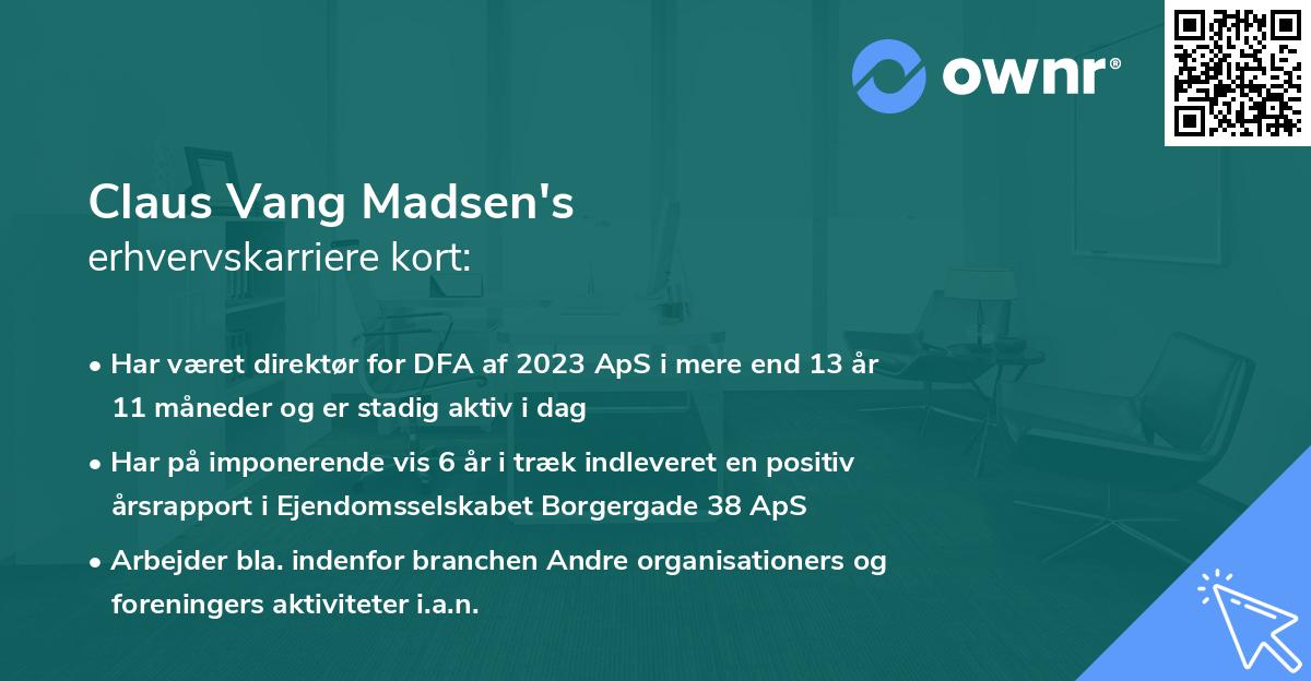 Claus Vang Madsen's erhvervskarriere kort