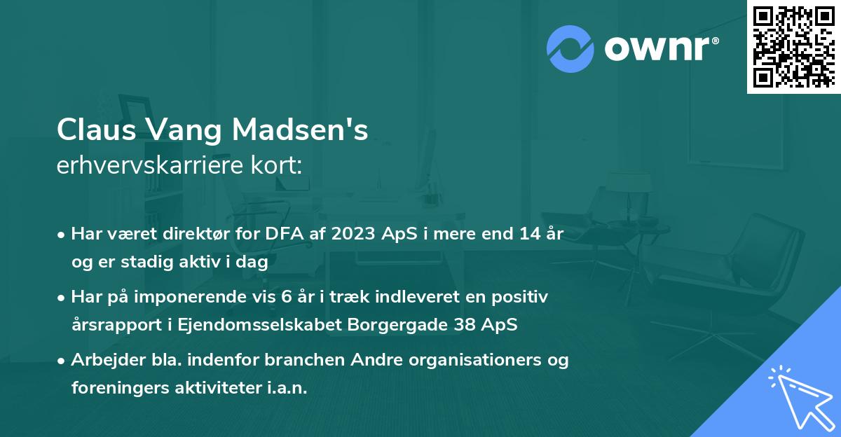 Claus Vang Madsen's erhvervskarriere kort