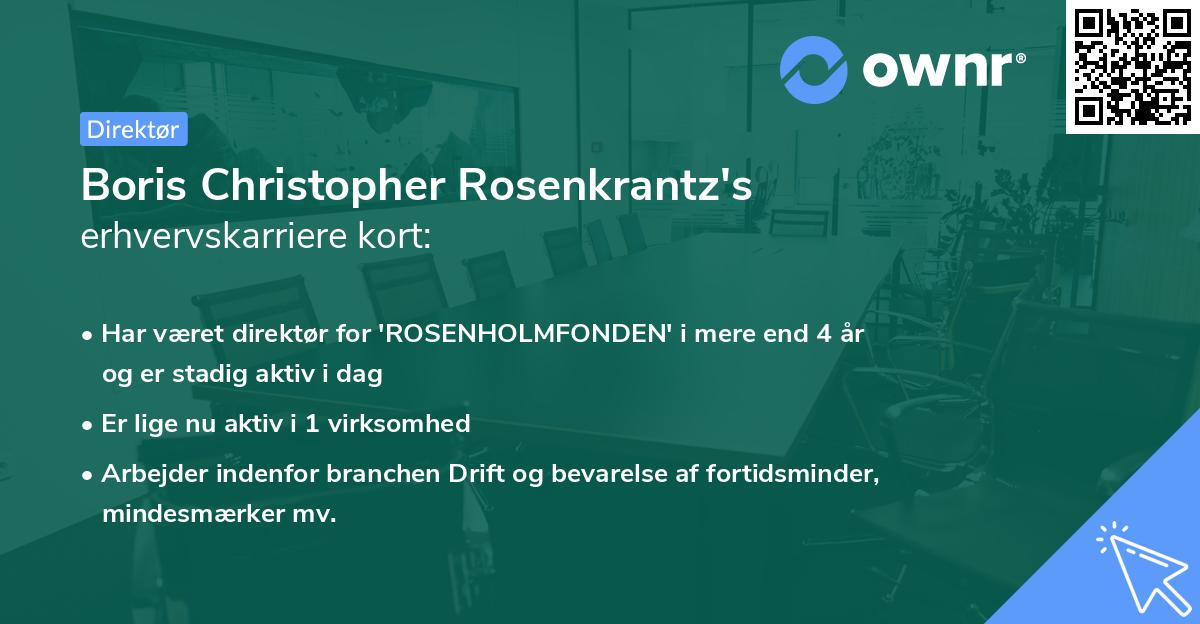 Boris Christopher Rosenkrantz's erhvervskarriere kort