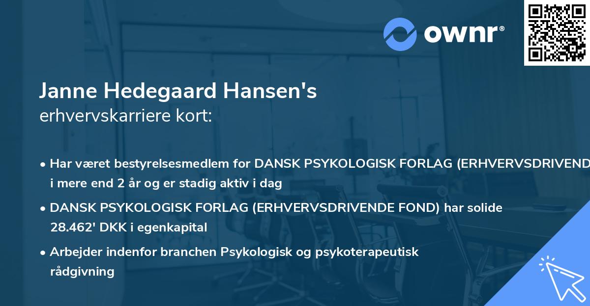 Janne Hedegaard Hansen's erhvervskarriere kort