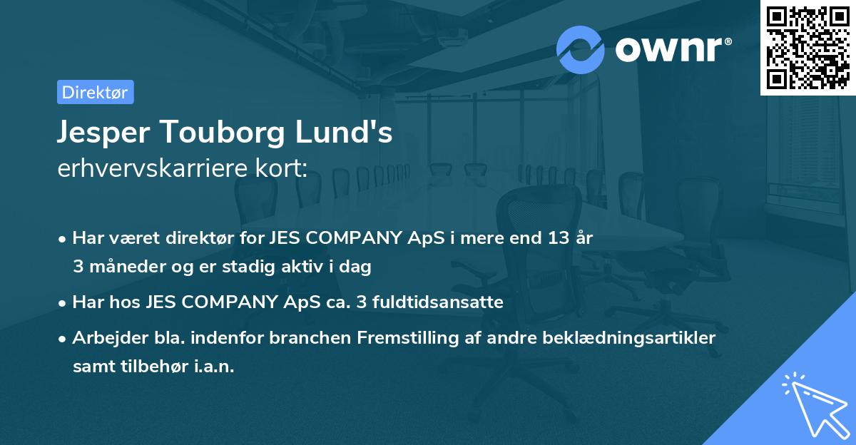 Jesper Touborg Lund's erhvervskarriere kort
