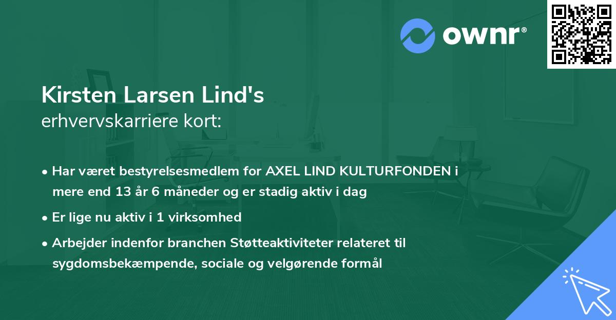 Kirsten Larsen Lind's erhvervskarriere kort