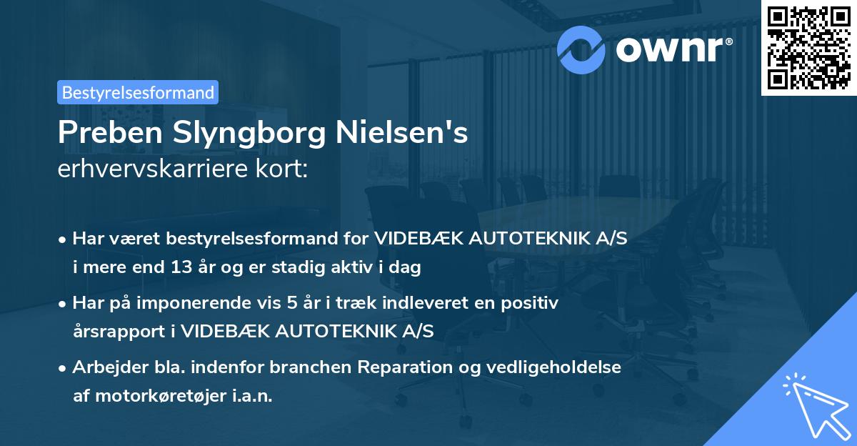 Preben Slyngborg Nielsen's erhvervskarriere kort