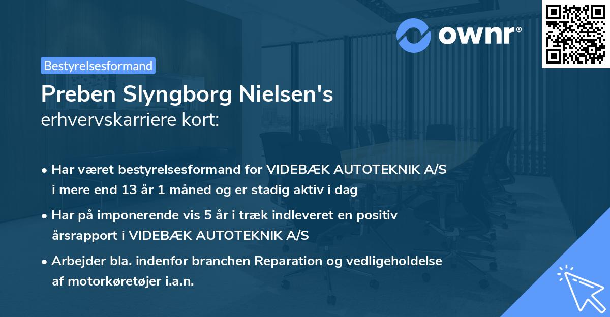 Preben Slyngborg Nielsen's erhvervskarriere kort