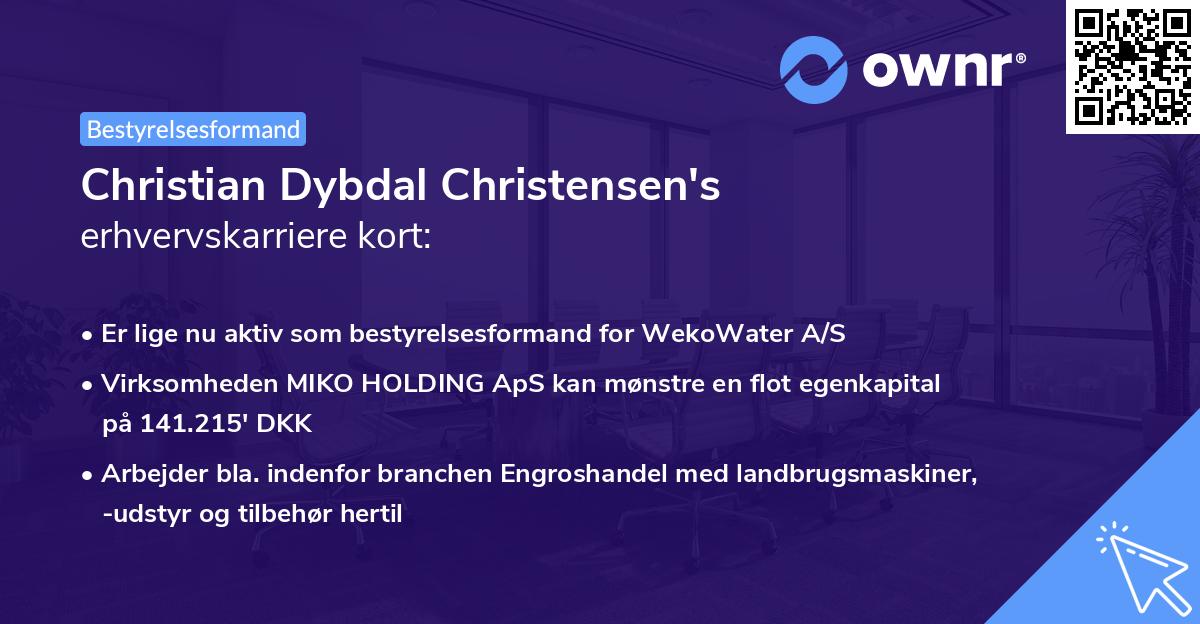 Christian Dybdal Christensen's erhvervskarriere kort