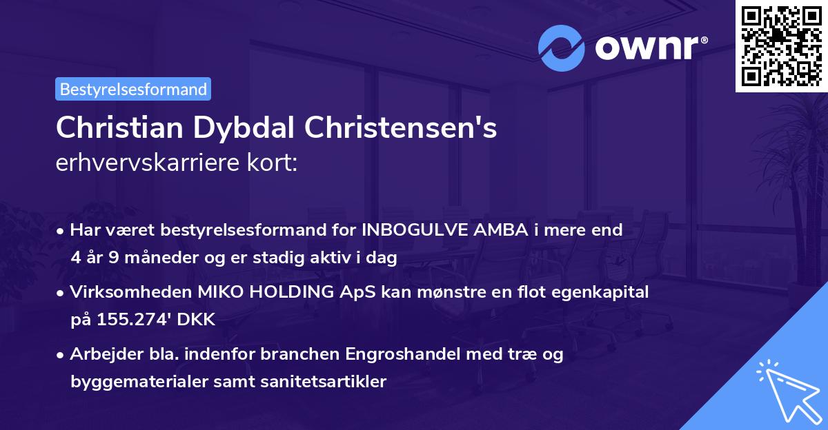 Christian Dybdal Christensen's erhvervskarriere kort