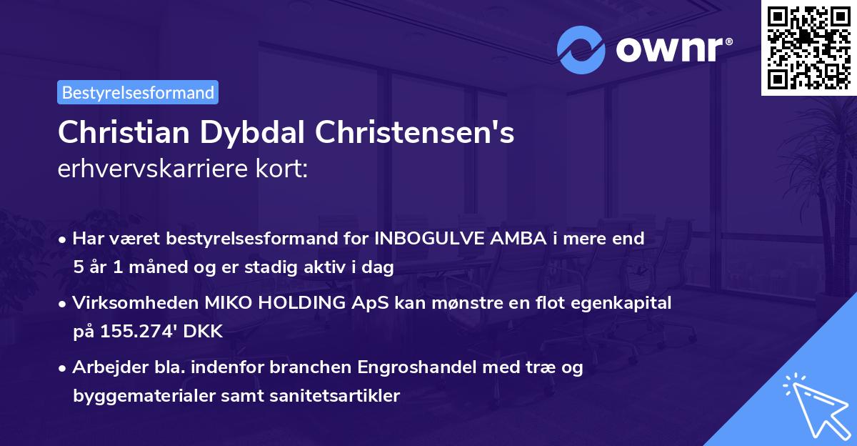 Christian Dybdal Christensen's erhvervskarriere kort