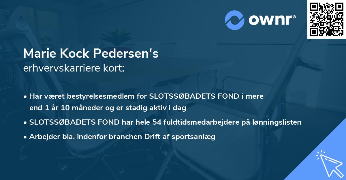 Marie Kock Pedersen's erhvervskarriere kort