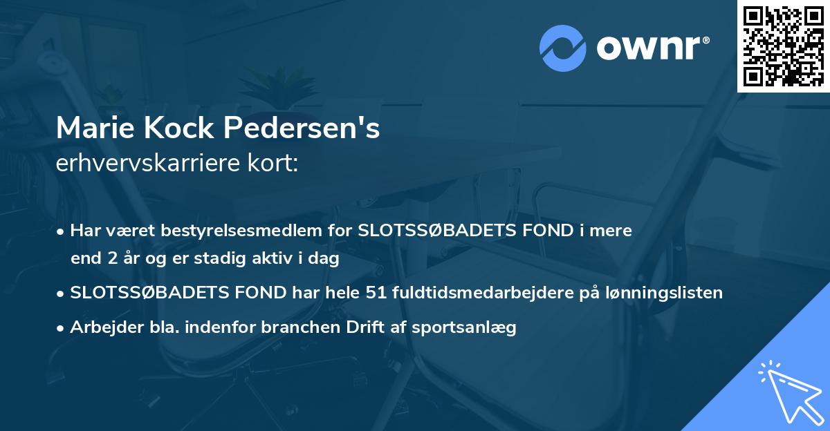 Marie Kock Pedersen's erhvervskarriere kort