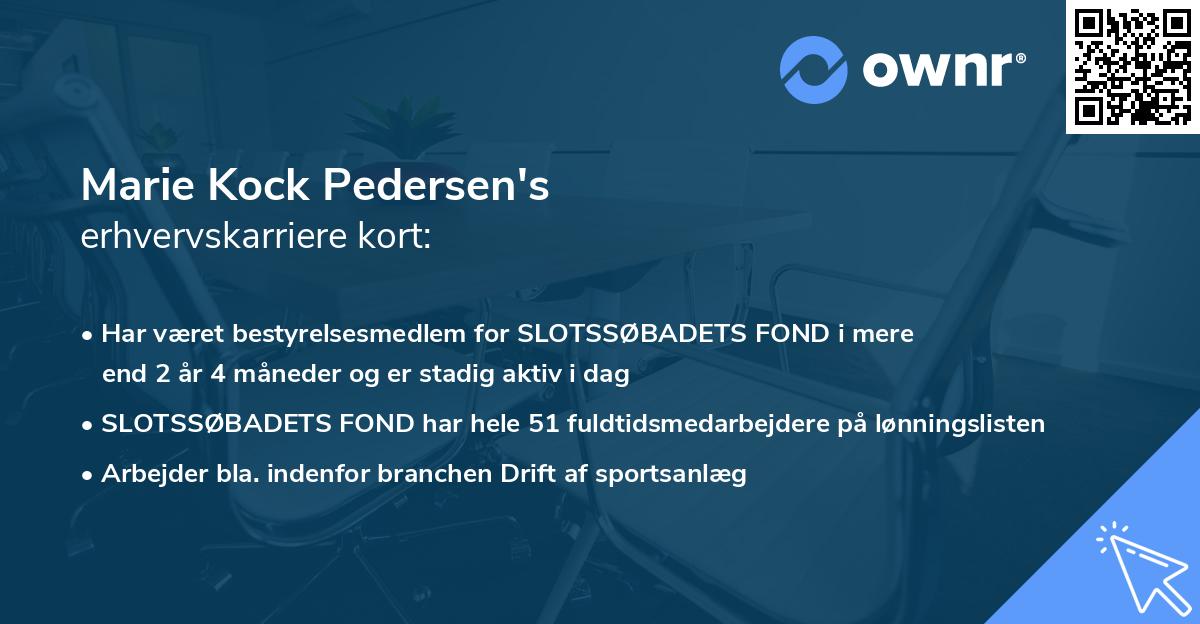 Marie Kock Pedersen's erhvervskarriere kort