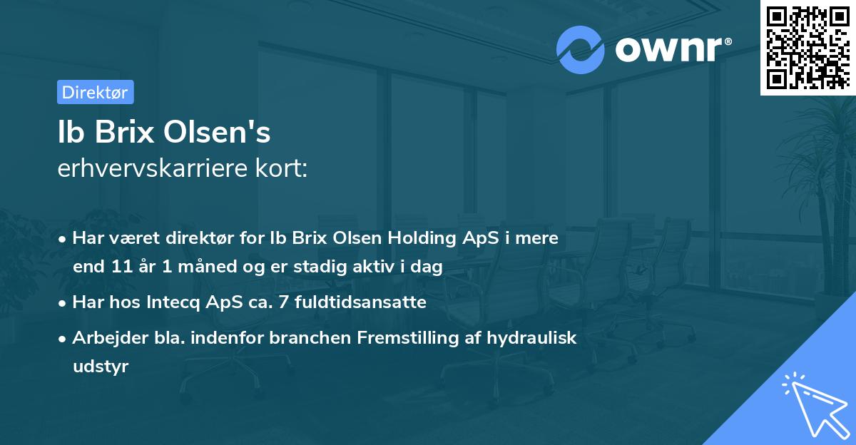 Ib Brix Olsen's erhvervskarriere kort