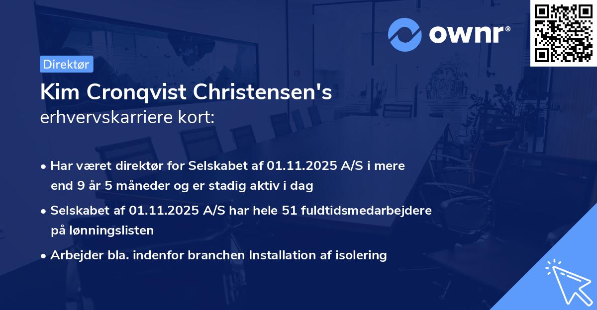 Kim Cronqvist Christensen's erhvervskarriere kort