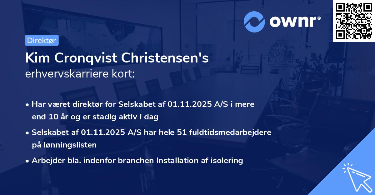 Kim Cronqvist Christensen's erhvervskarriere kort