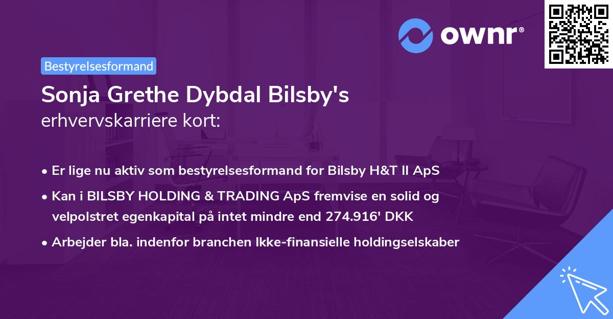 Sonja Grethe Dybdal Bilsby's erhvervskarriere kort